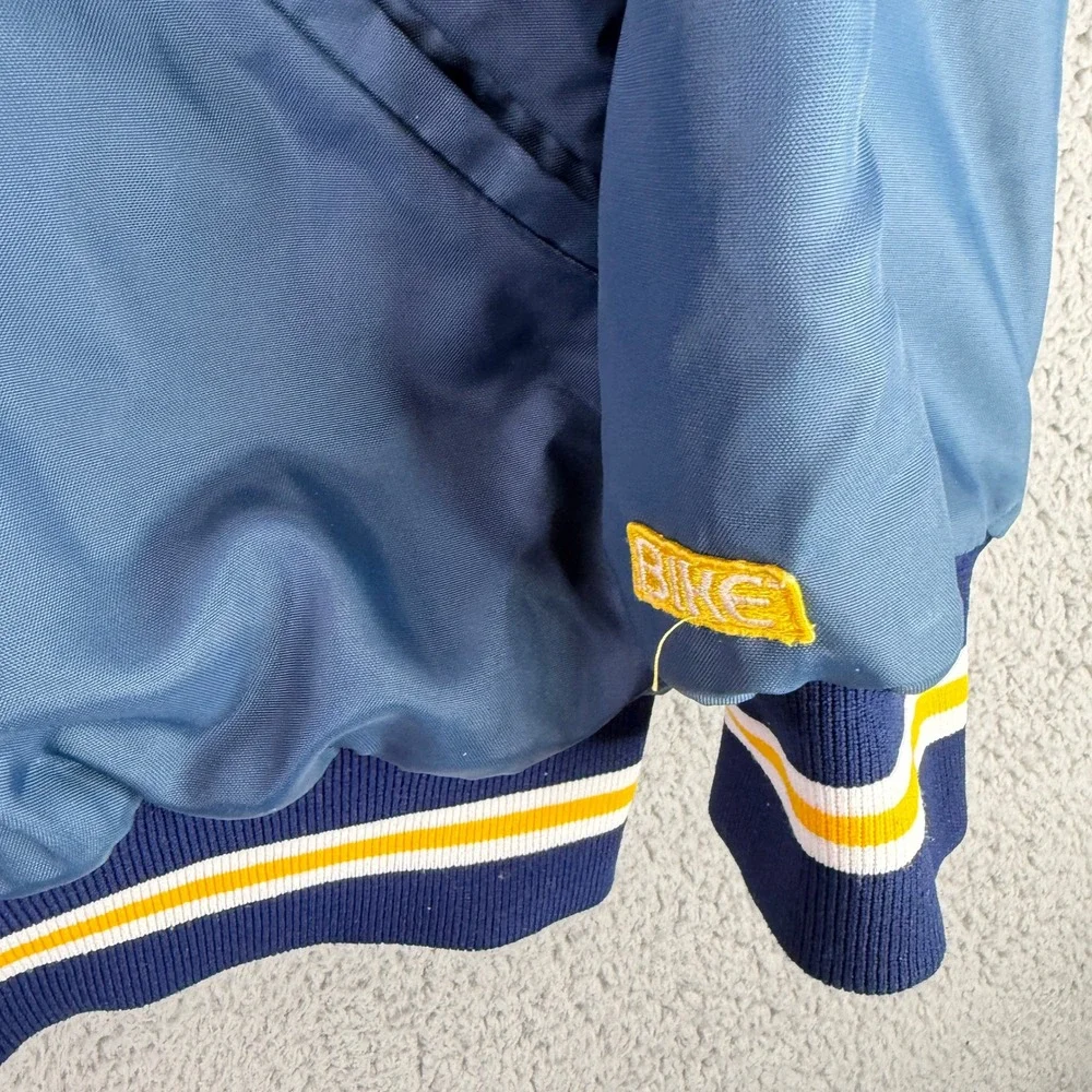 Vintage Notre Dame Fighting Irish Bomber Jacket Mens XL Made‎ in USA Satin Bike